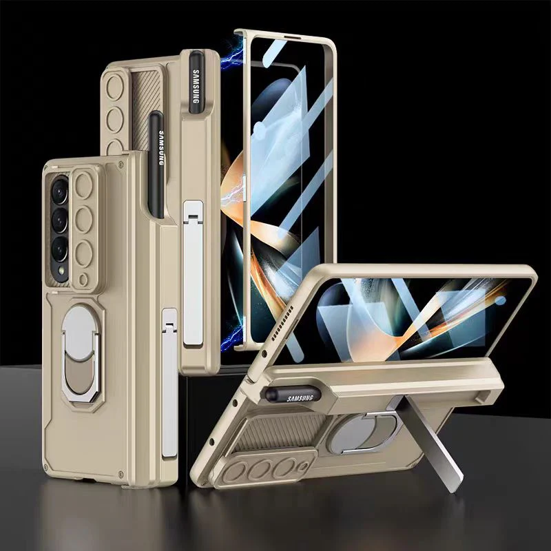 [Built-in Stand][With Slide Len Cover] Samsung Galaxy Z Fold 6 SM-F956 Magnetic Hinge With Ring Essentials Series Case - Image 14