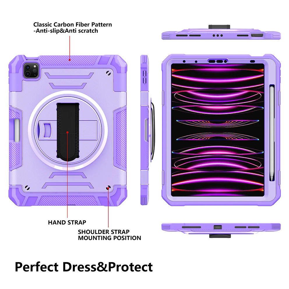 [Built-in Stand][With Wrist Strap] Apple iPad 10.9/11'' 10/11th Gen (2022/2025) Heavy Duty Ring Holder Stand Case - Image 2