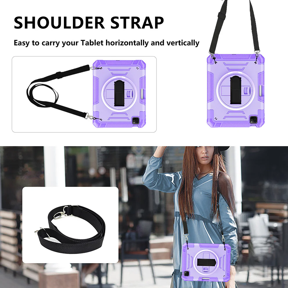 [Built-in Stand][With Wrist Strap] Apple iPad 10.9/11'' 10/11th Gen (2022/2025) Heavy Duty Ring Holder Stand Case - Image 6