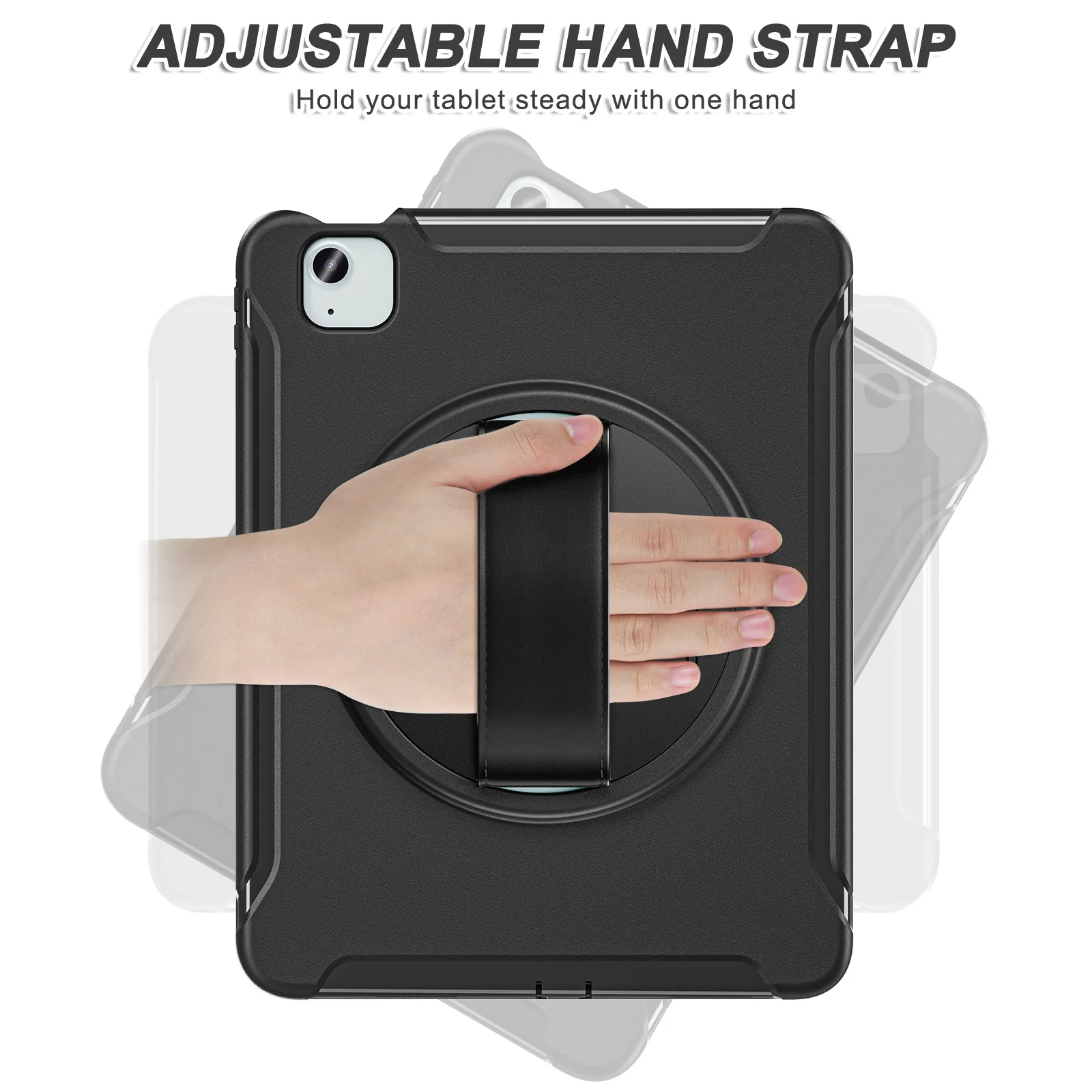 [Built-in Stand][With Wrist Strap] Apple iPad Pro 11-inch 1st/2nd/3rd/4th (2018/2020/2021/2022) TPU Full-body Heavy Duty Ring Holder Stand Case - Image 2