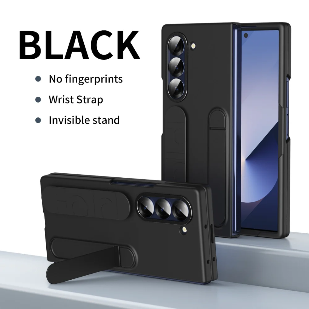 [Built-in Stand] [With Wrist Strap] Samsung Galaxy Z Fold4 (SM-F936) - Skin feel Holder Shockproof Phone Case - Image 3