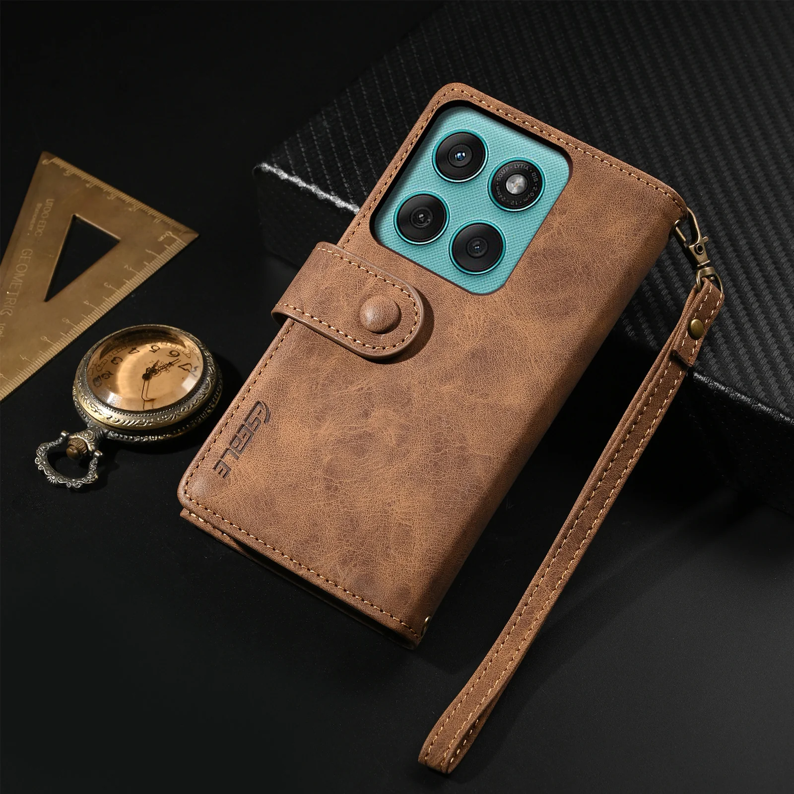 [Built-in Strap][With Card Slot] Motorola Moto Edge 60 Fusion - Premium Leather Shockproof Wallet Case - Image 6
