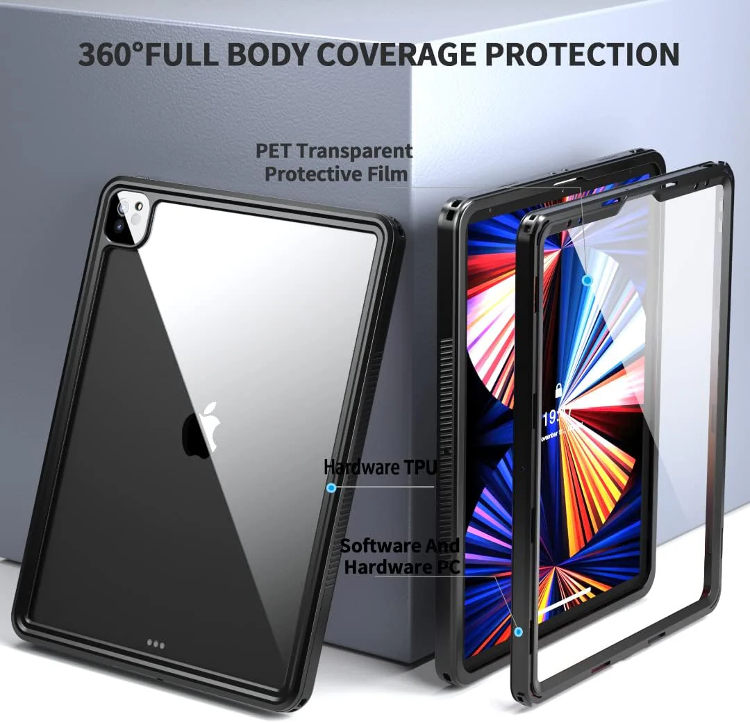 Apple iPad Pro 12.9" 5th & 6th Gen 2021 & 2022 Version Shellbox Waterproof Heavy Duty Lifeproof Style Case - Image 4