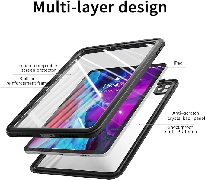 Apple iPad Pro 12.9" 5th & 6th Gen 2021 & 2022 Version Shellbox Waterproof Heavy Duty Lifeproof Style Case - Image 6