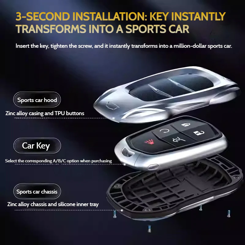 Cadilla Luxury Stylish Metal Car Key Fob Case Cover For XT5, CT5, XT6, CT6, XTS, ATS-L, SRX - Image 4