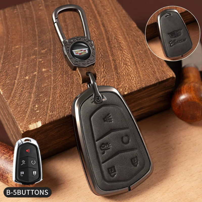 Cadillac Crazy Horse Leather Car Key Fob Case Cover For XT5, XT4, XT6, CT4, CT5, CT6, ATS-L, XTS, TS-L - Image 21