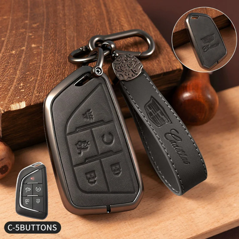 Cadillac Crazy Horse Leather Car Key Fob Case Cover For XT5, XT4, XT6, CT4, CT5, CT6, ATS-L, XTS, TS-L - Image 28