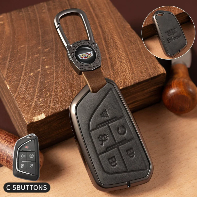 Cadillac Crazy Horse Leather Car Key Fob Case Cover For XT5, XT4, XT6, CT4, CT5, CT6, ATS-L, XTS, TS-L - Image 29
