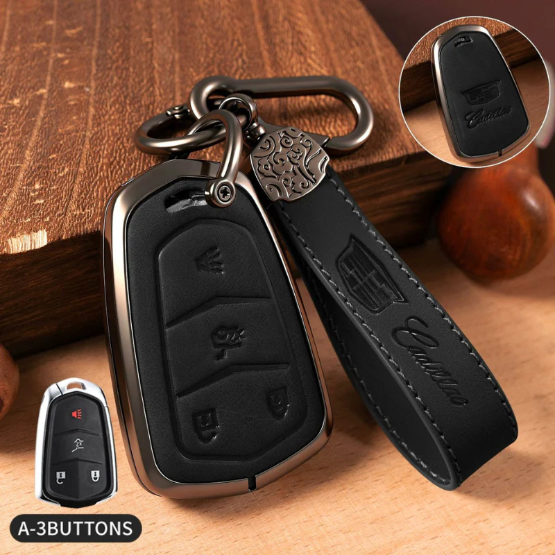 Cadillac Crazy Horse Leather Car Key Fob Case Cover For XT5, XT4, XT6, CT4, CT5, CT6, ATS-L, XTS, TS-L - Image 6