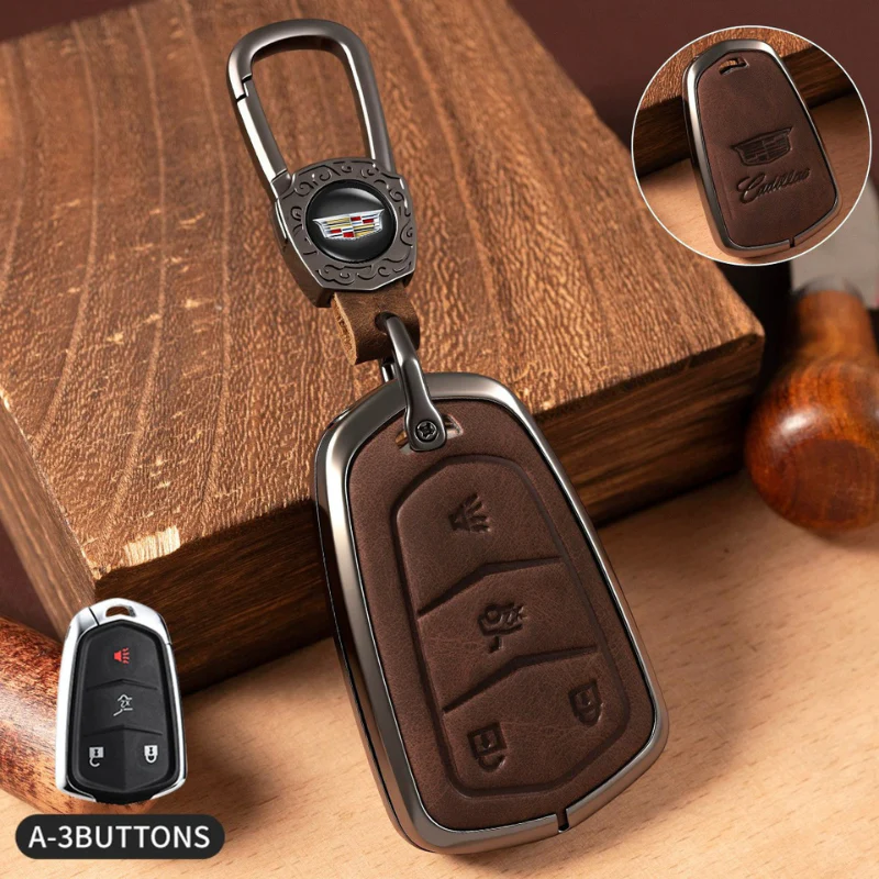 Cadillac Crazy Horse Leather Car Key Fob Case Cover For XT5, XT4, XT6, CT4, CT5, CT6, ATS-L, XTS, TS-L - Image 9