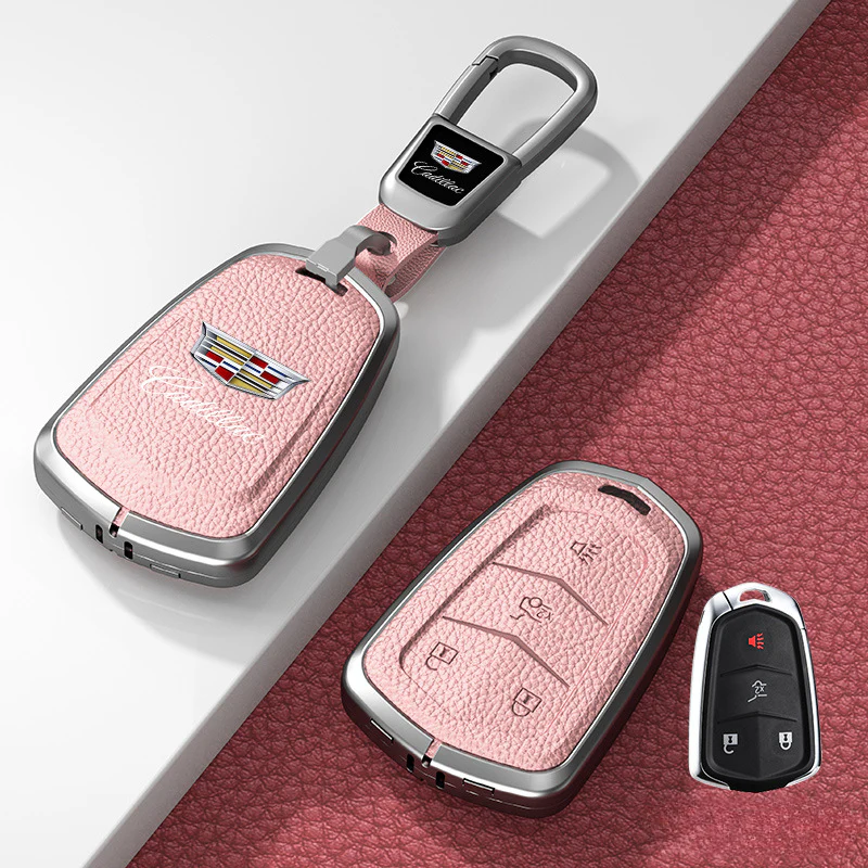 Cadillac Zinc Alloy + Leather Protection Car Key Fob Case Cover For XT5, TS-L, CT6, XT4, XTS - Image 11