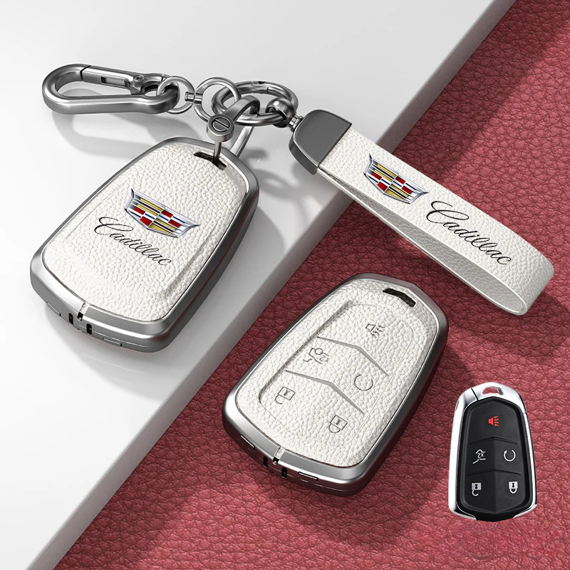 Cadillac Zinc Alloy + Leather Protection Car Key Fob Case Cover For XT5, TS-L, CT6, XT4, XTS - Image 14