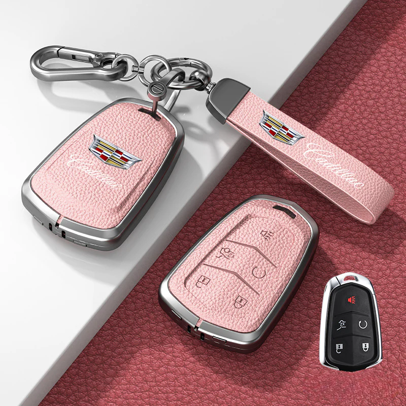 Cadillac Zinc Alloy + Leather Protection Car Key Fob Case Cover For XT5, TS-L, CT6, XT4, XTS - Image 18