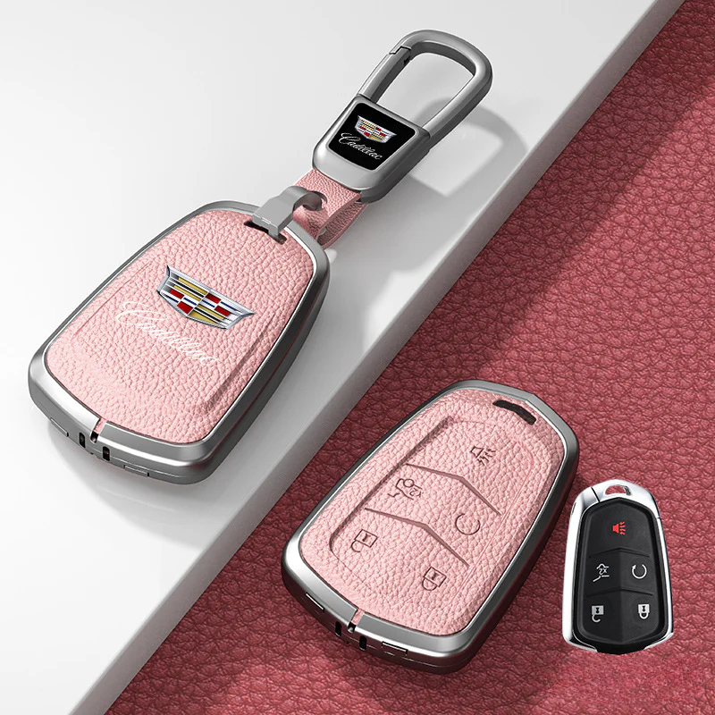 Cadillac Zinc Alloy + Leather Protection Car Key Fob Case Cover For XT5, TS-L, CT6, XT4, XTS - Image 19