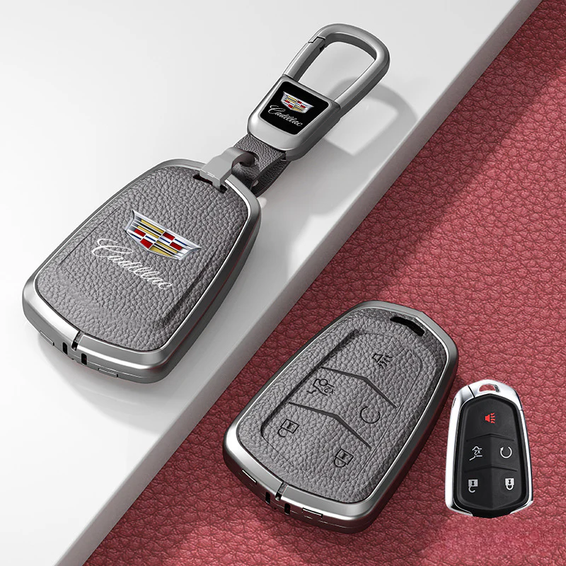 Cadillac Zinc Alloy + Leather Protection Car Key Fob Case Cover For XT5, TS-L, CT6, XT4, XTS - Image 21