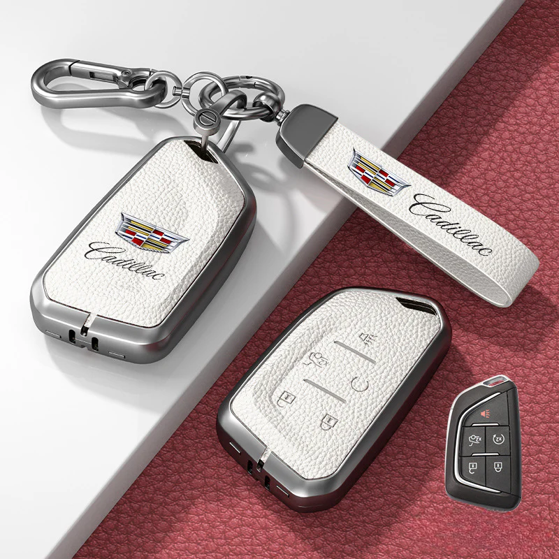 Cadillac Zinc Alloy + Leather Protection Car Key Fob Case Cover For XT5, TS-L, CT6, XT4, XTS - Image 22