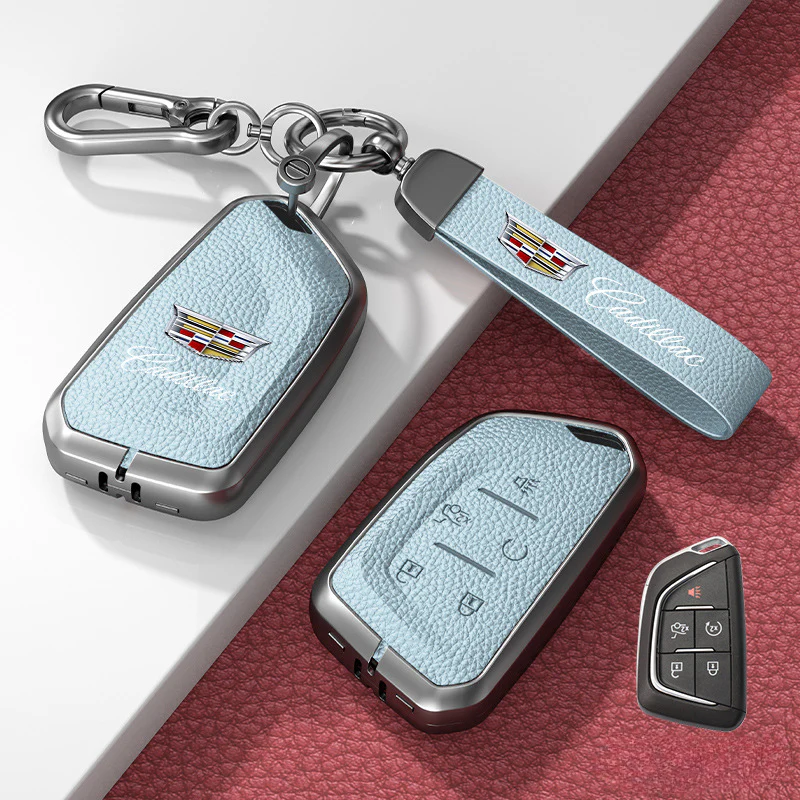 Cadillac Zinc Alloy + Leather Protection Car Key Fob Case Cover For XT5, TS-L, CT6, XT4, XTS - Image 24