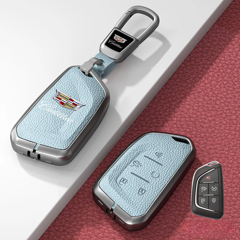 Cadillac Zinc Alloy + Leather Protection Car Key Fob Case Cover For XT5, TS-L, CT6, XT4, XTS - Image 25