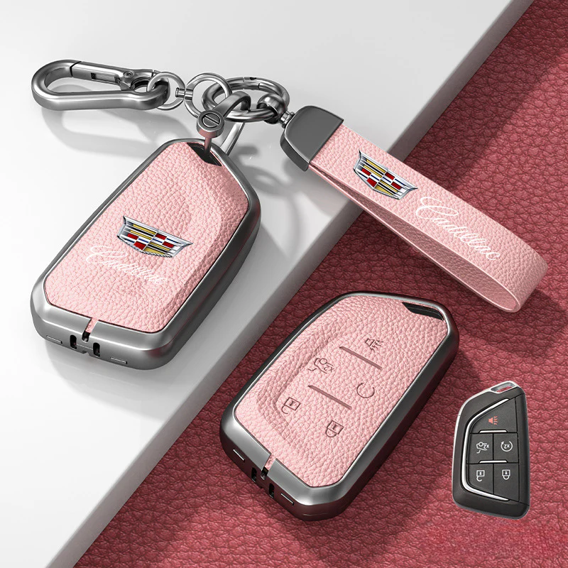 Cadillac Zinc Alloy + Leather Protection Car Key Fob Case Cover For XT5, TS-L, CT6, XT4, XTS - Image 26
