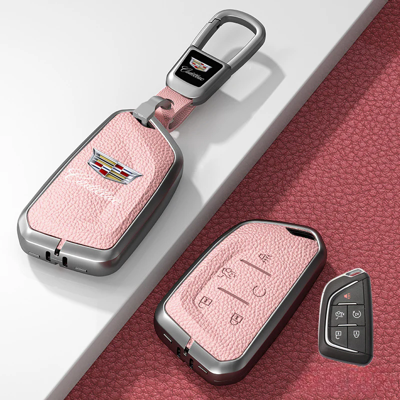 Cadillac Zinc Alloy + Leather Protection Car Key Fob Case Cover For XT5, TS-L, CT6, XT4, XTS - Image 27