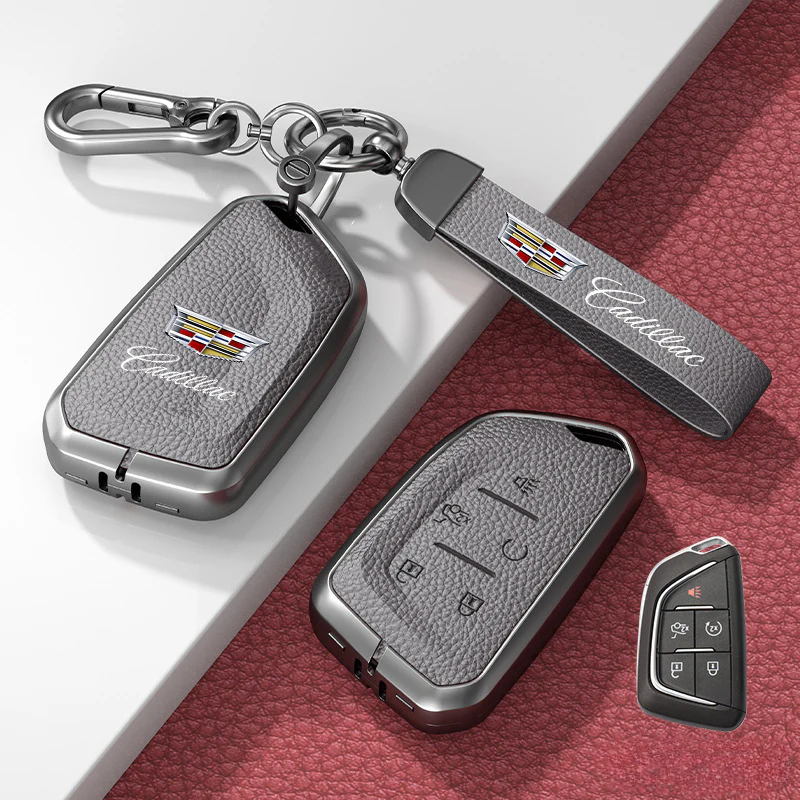 Cadillac Zinc Alloy + Leather Protection Car Key Fob Case Cover For XT5, TS-L, CT6, XT4, XTS - Image 28