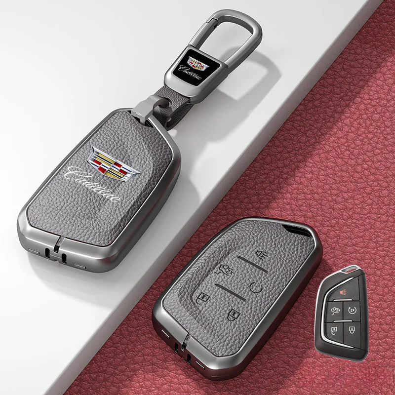 Cadillac Zinc Alloy + Leather Protection Car Key Fob Case Cover For XT5, TS-L, CT6, XT4, XTS - Image 29