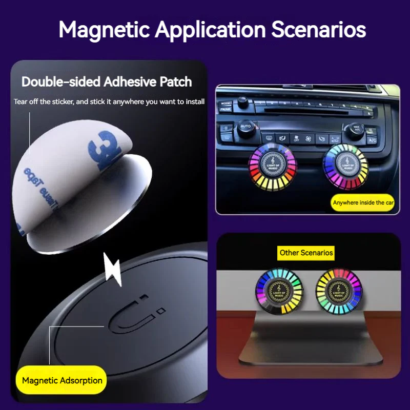 Car RGB Voice Control Synchronous Rhythm Light Colorful Music Ambient Magnetic Light - Image 4