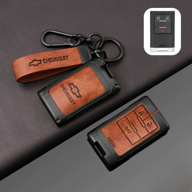 Chevrolet Zinc Alloy + PU Leather Car Key Fob Case Cover For Malibu, Equinox, Trax, Express, Silverado, Captiva - Image 11
