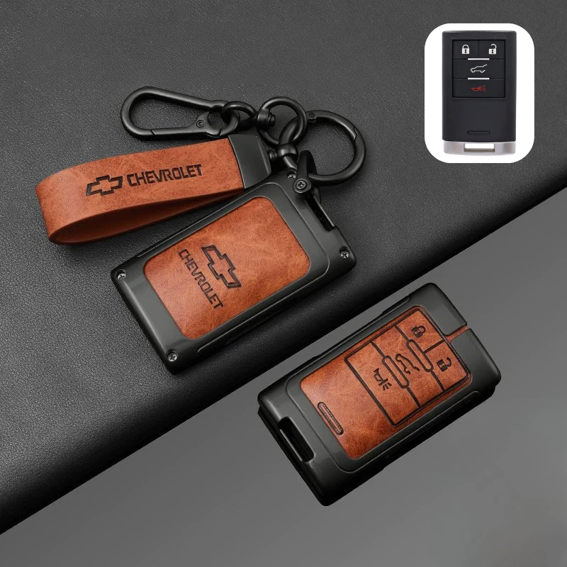 Chevrolet Zinc Alloy + PU Leather Car Key Fob Case Cover For Malibu, Equinox, Trax, Express, Silverado, Captiva - Image 16