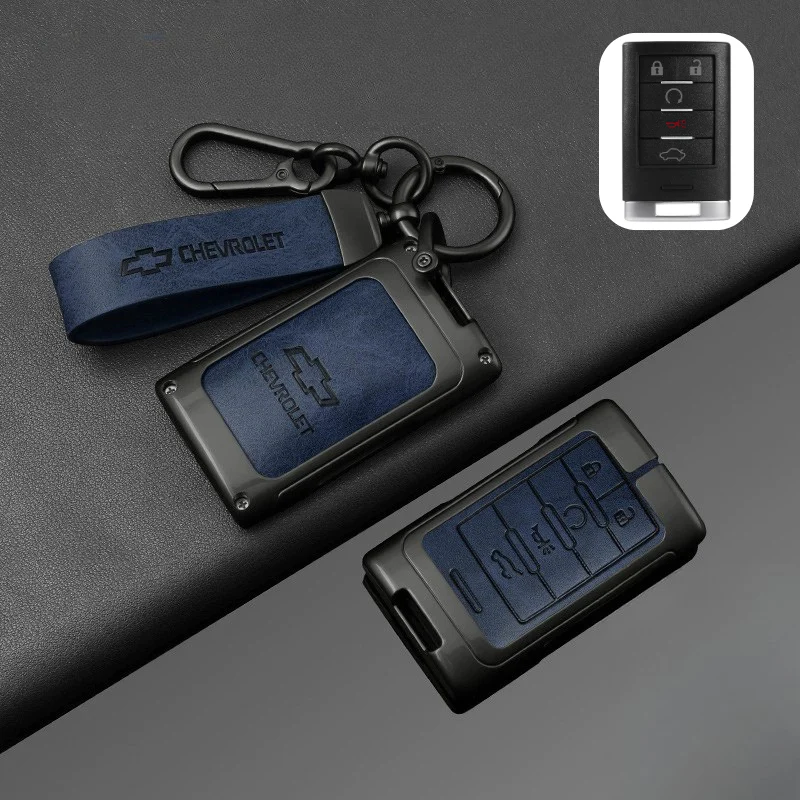 Chevrolet Zinc Alloy + PU Leather Car Key Fob Case Cover For Malibu, Equinox, Trax, Express, Silverado, Captiva - Image 17