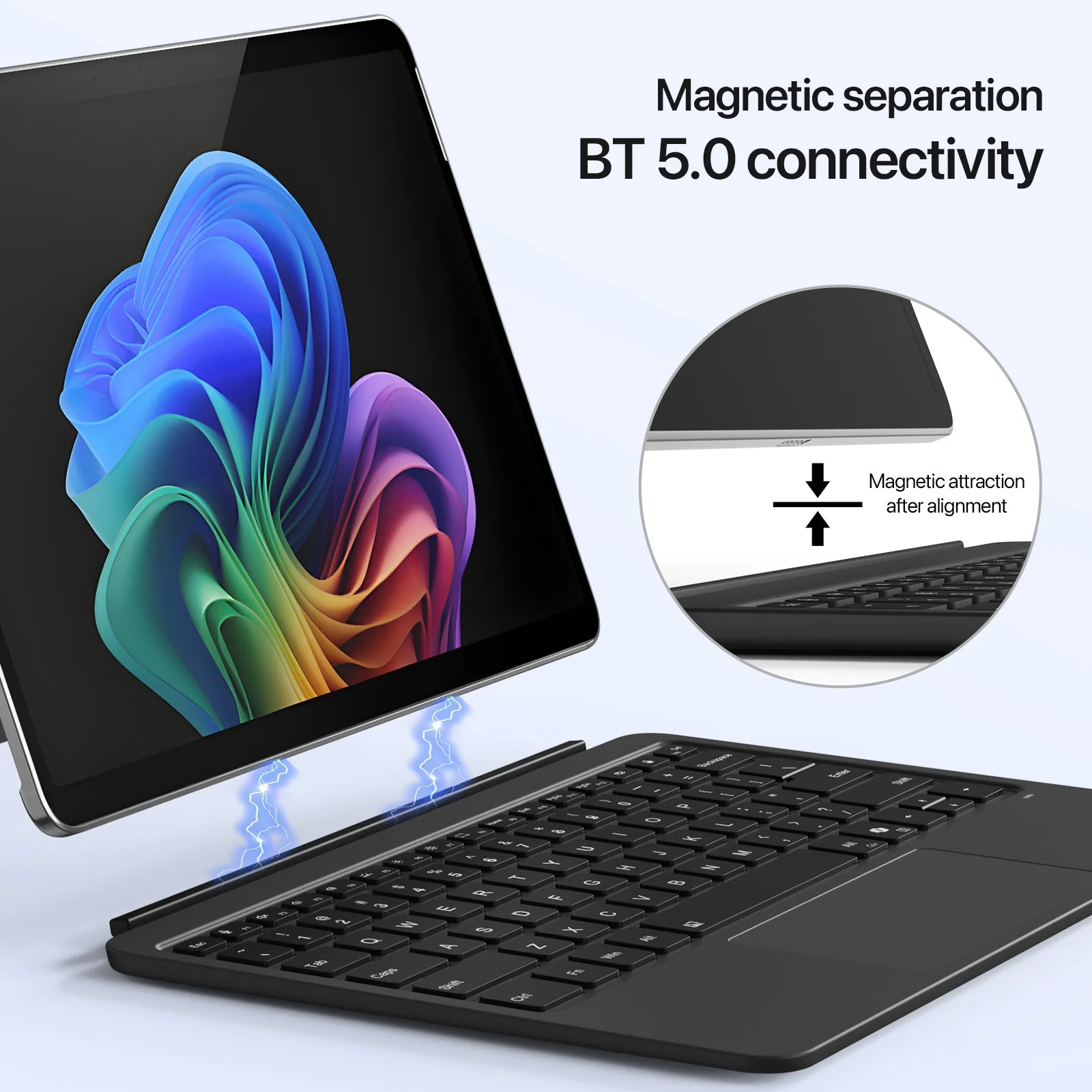 Compatible with Microsoft Surface Pro 12 (2025) - DUXDUCIS Wireless Bluetooth Magnetic Touch Keyboard With RGB Backlight - Image 7