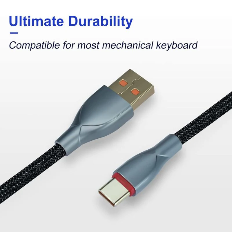 Custom Coiled 1.8M USB C Cable for Gaming Keyboard, Double-Sleeved Mechanical Keyboard Cable with Detachable Metal Aviator - Image 8