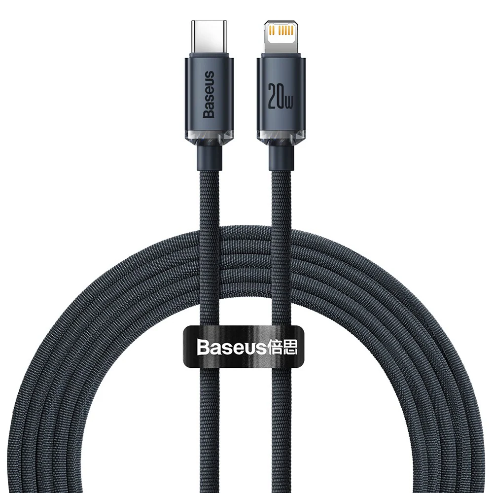 CW-FXP Baseus Crystal Shine Series Fast Charging Data Cable Type-C to iP 20W 2m-Black - Image 2