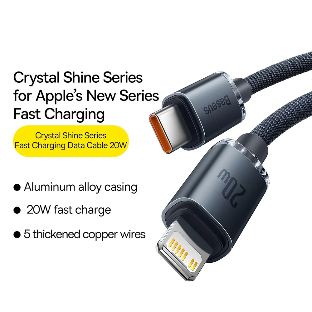 CW-FXP Baseus Crystal Shine Series Fast Charging Data Cable Type-C to iP 20W 2m-Black - Image 3