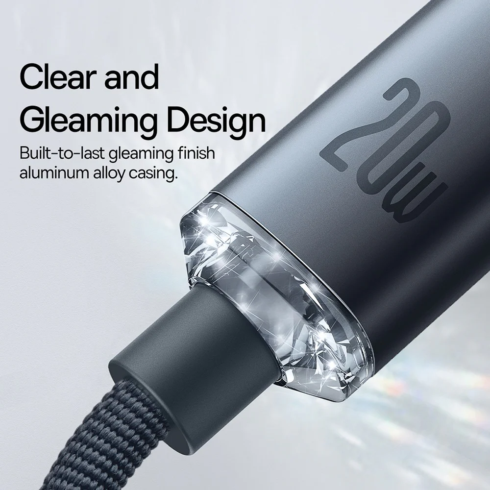 CW-FXP Baseus Crystal Shine Series Fast Charging Data Cable Type-C to iP 20W 2m-Black - Image 4
