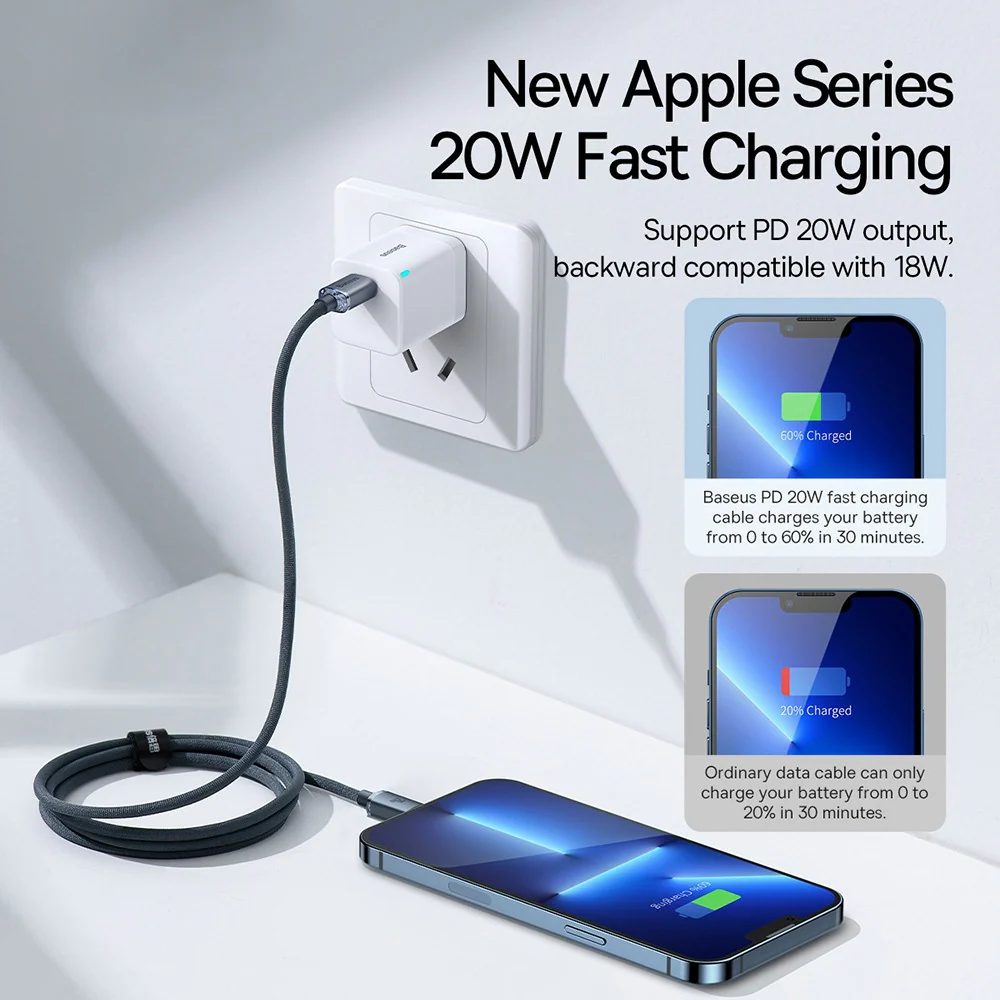 CW-FXP Baseus Crystal Shine Series Fast Charging Data Cable Type-C to iP 20W 2m-Black - Image 5
