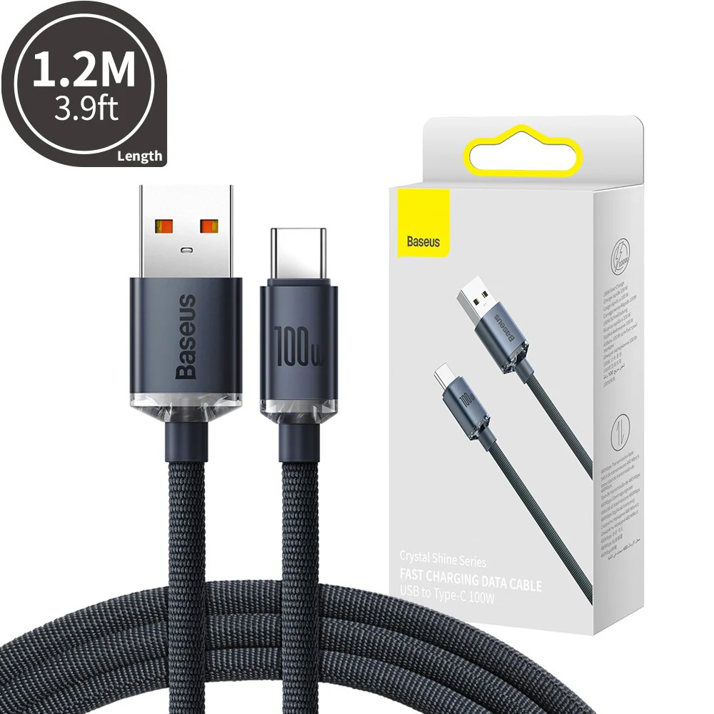 CW-FXP Baseus Crystal Shine Series Fast Charging Data Cable USB to Type-C 100W 1.2m - Black