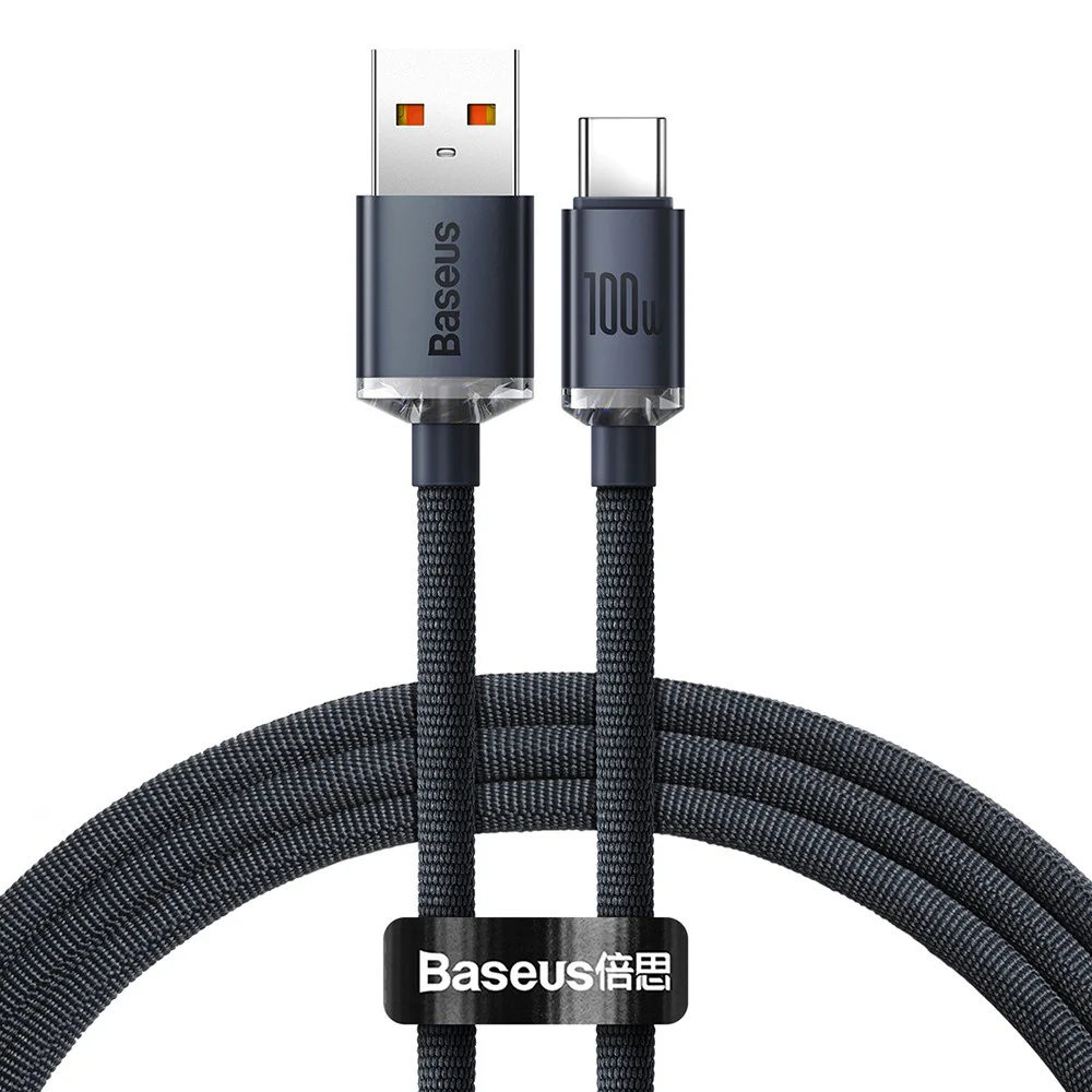 CW-FXP Baseus Crystal Shine Series Fast Charging Data Cable USB to Type-C 100W 1.2m - Black - Image 2