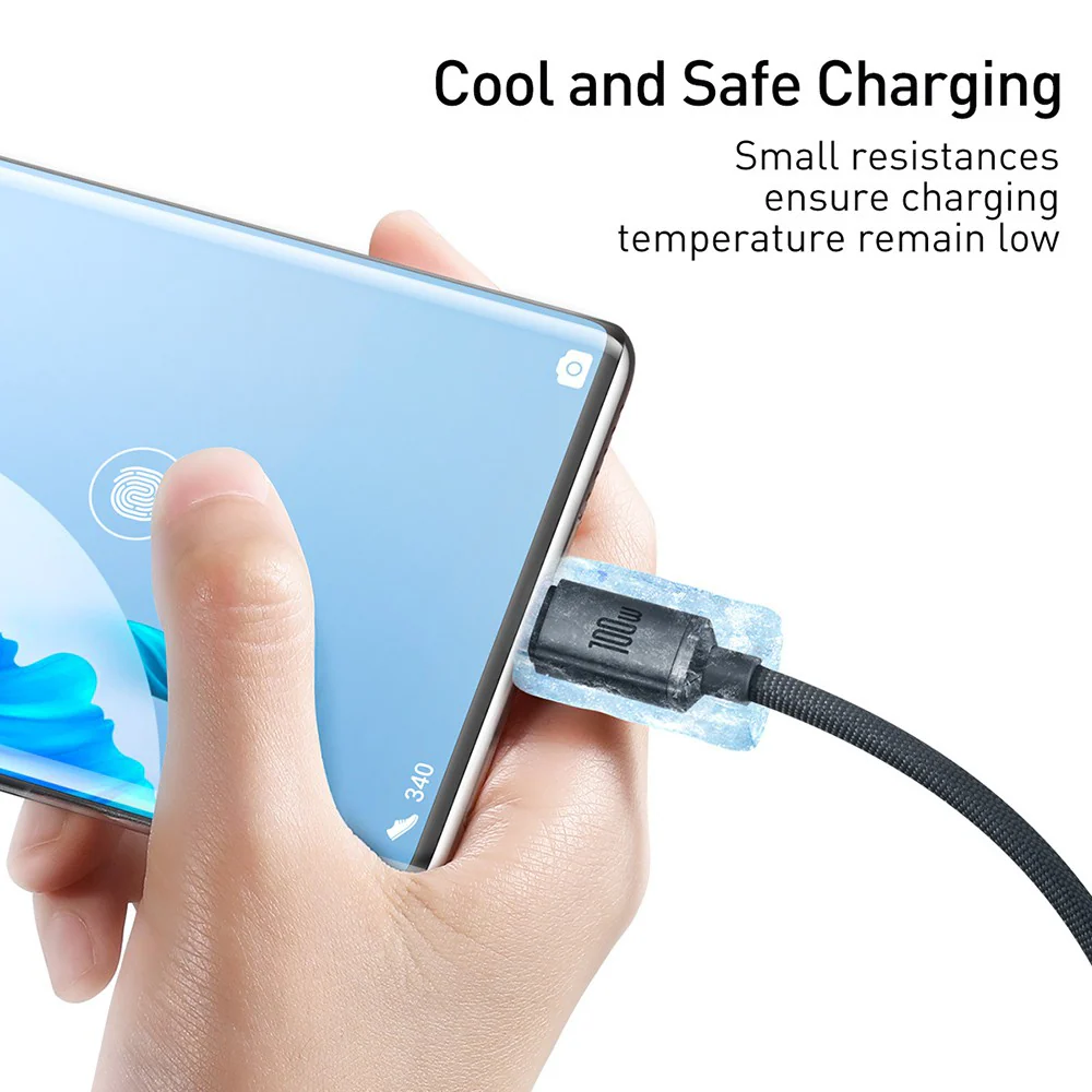 CW-FXP Baseus Crystal Shine Series Fast Charging Data Cable USB to Type-C 100W 1.2m - Black - Image 8