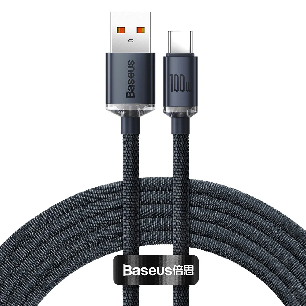 CW-FXP Baseus Crystal Shine Series Fast Charging Data Cable USB to Type-C 100W 2m - Black - Image 2