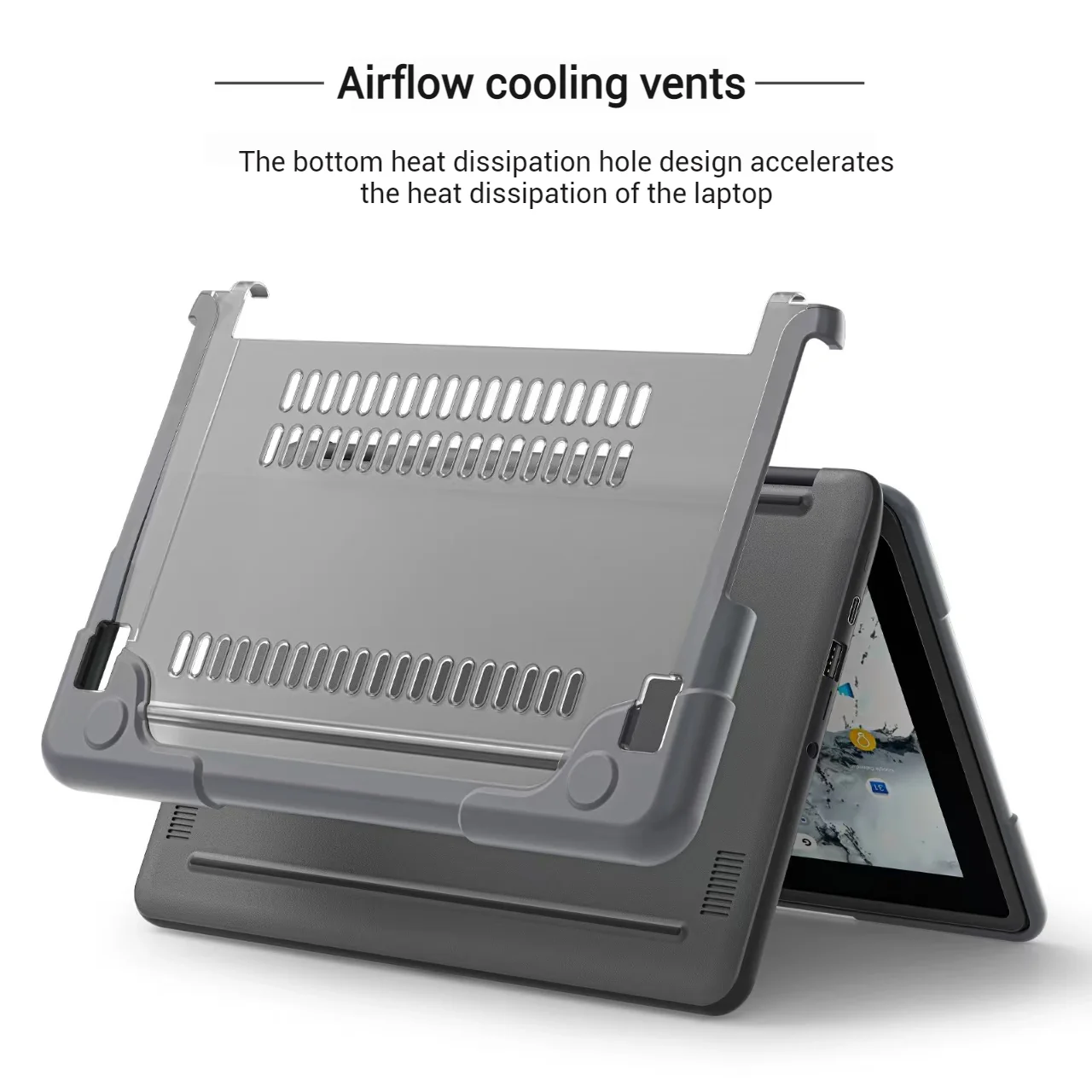 Dell Chromebook 11 11.6‘’ (3100/3110) Matte Transparent Cooling Stand and Shockproof Case - Image 5