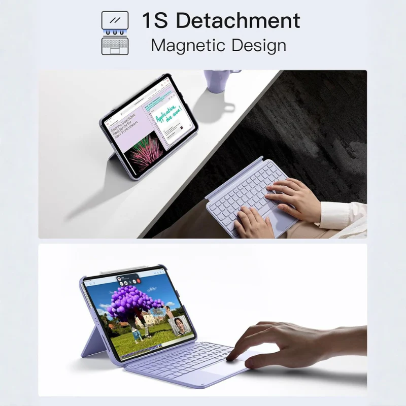 [Detachable] Apple iPad Air 4/5 10.9'' 4/5th Gen (2020/2022) Inateck Magnetic Touchpad Wireless Keyboard Case - Image 4