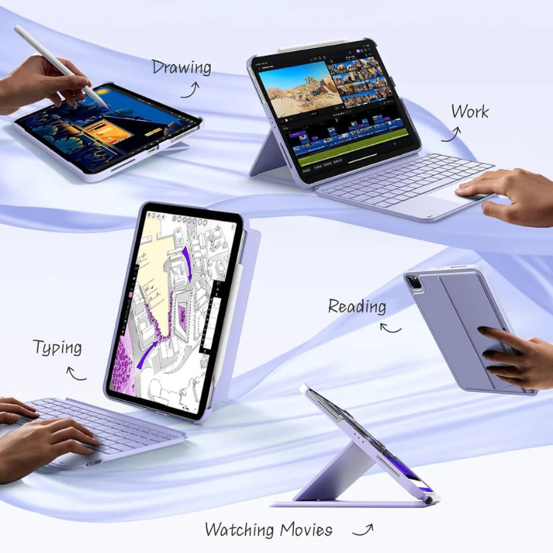 [Detachable] Apple iPad Air 4/5 10.9'' 4/5th Gen (2020/2022) Inateck Magnetic Touchpad Wireless Keyboard Case - Image 6