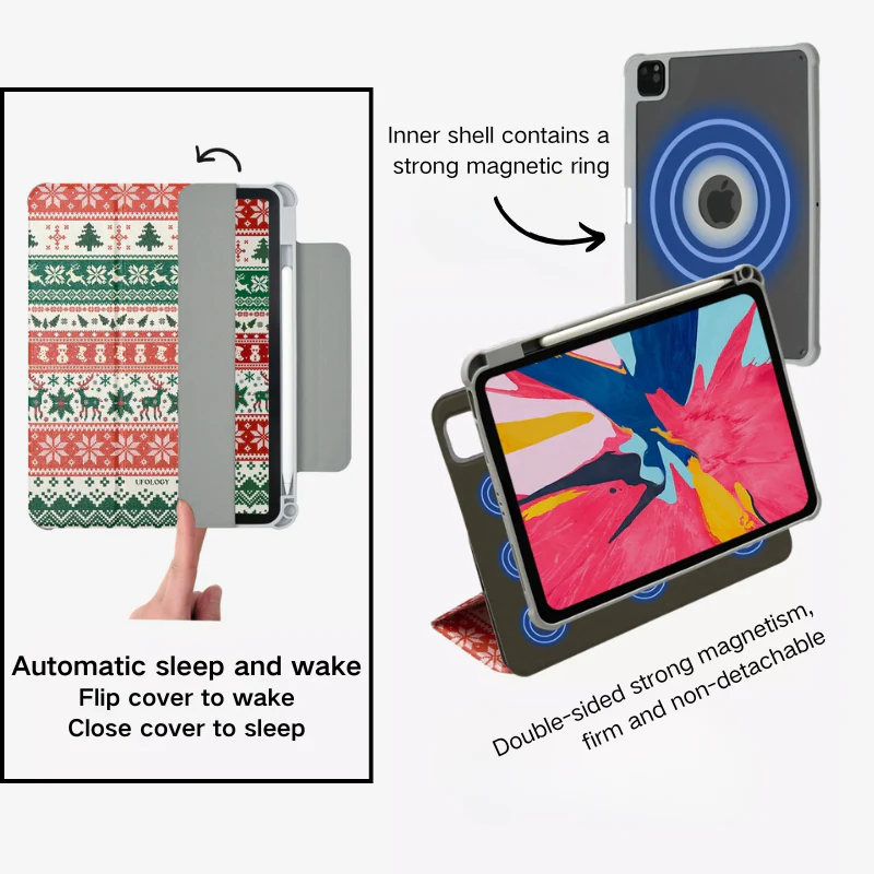 [Detachable][Built-in Pen Slot] Apple iPad 10.9/11'' 10/11th Gen (2022/2025) Christmas Magnetic Double-Sided Full-Cover Protective Case - Image 3