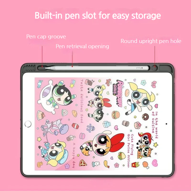 [Detachable][Built-in Pen Slot] Apple iPad 7/8/9 10.2'' 7/8/9th Gen (2019/2020/2021) Powerpuff Girls Smart 360° Degree Rotate Stand Shockproof Flip Cover Case - Image 8