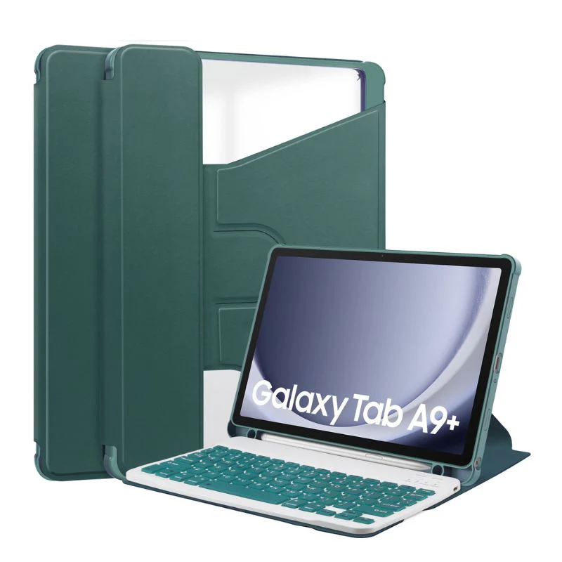 [Detachable Keyboard][With Backlit] Samsung Galaxy Tab S9 Plus & S9 FE Plus & S10 Plus 12.4" - 360 Degree Rotating Magnetic Flip Cover Case With Pen Slot - Image 8