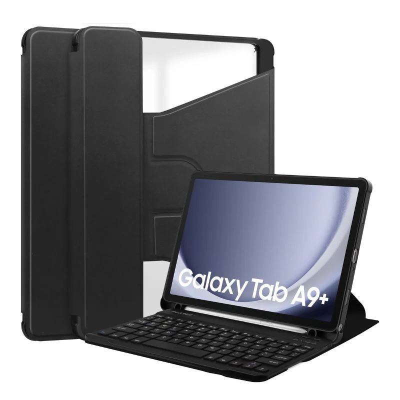 [Detachable Keyboard][With Backlit] Samsung Galaxy Tab S9 Plus & S9 FE Plus & S10 Plus 12.4" - 360 Degree Rotating Magnetic Flip Cover Case With Pen Slot - Image 9