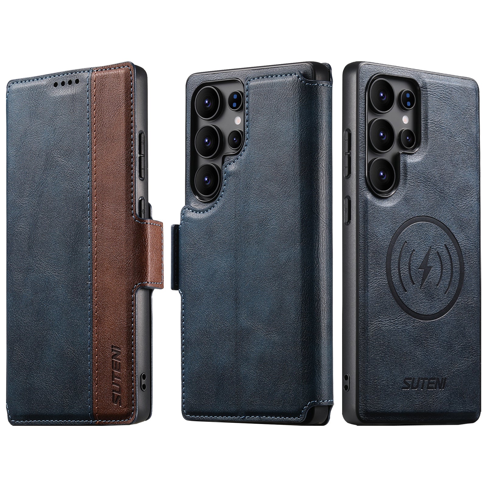 [Detachable][Magsafe Compatible] Samsung S25 Ultra Patchwork Premium Multi-functional Leather Folding Shockproof Wallet Series Case