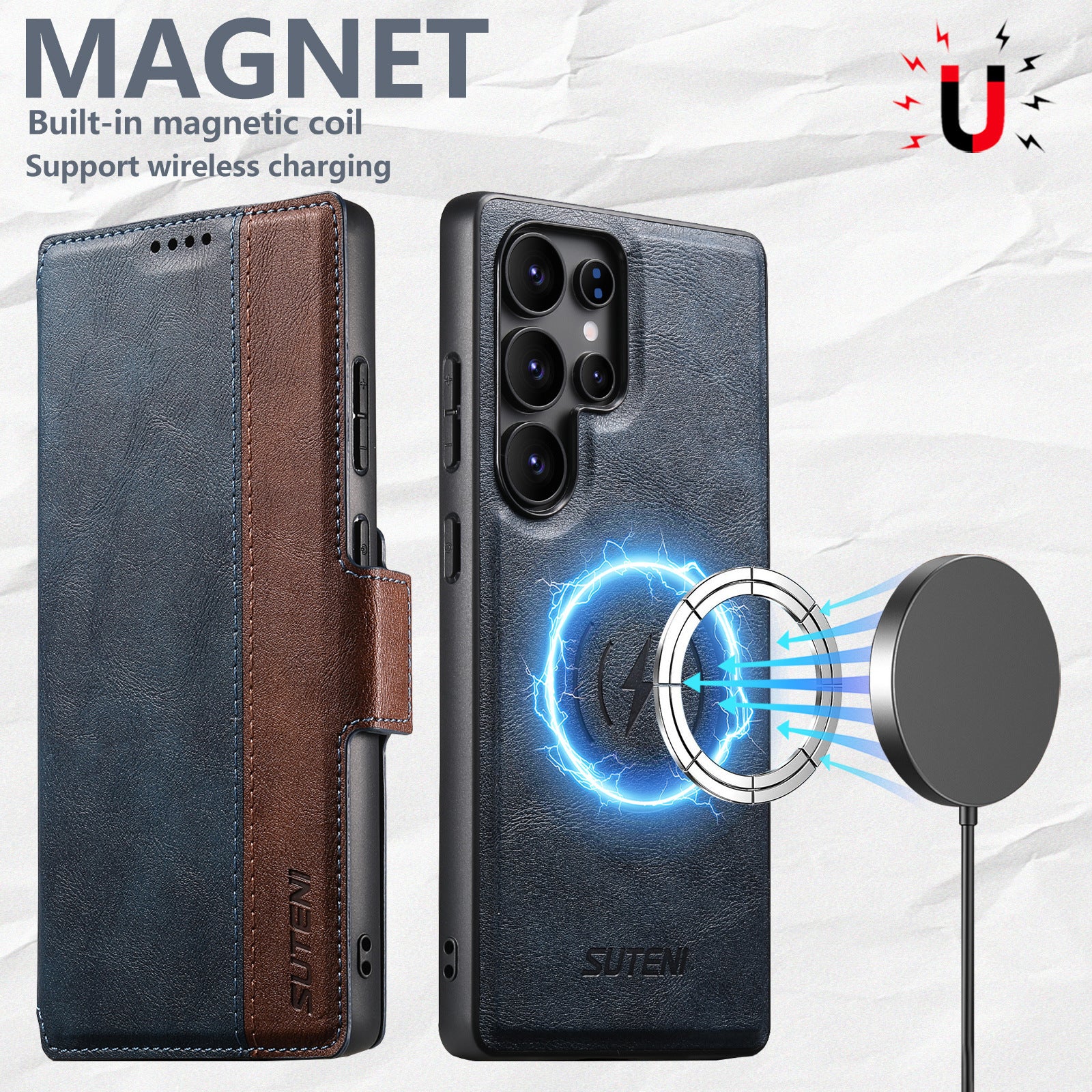 [Detachable][Magsafe Compatible] Samsung S25 Ultra Patchwork Premium Multi-functional Leather Folding Shockproof Wallet Series Case - Image 10