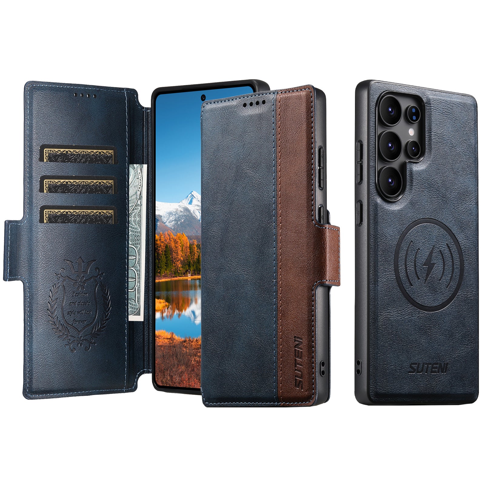 [Detachable][Magsafe Compatible] Samsung S25 Ultra Patchwork Premium Multi-functional Leather Folding Shockproof Wallet Series Case - Image 11